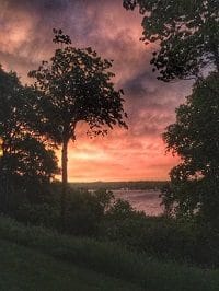 Country House Resort. Beautiful view of a red sky sunset