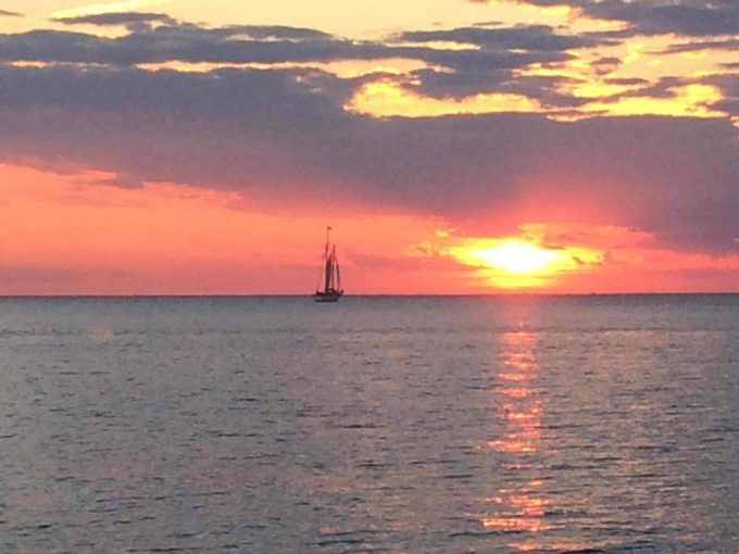 Sunset from the shoreline of the Country House Resort, Sister Bay, Door County, WI