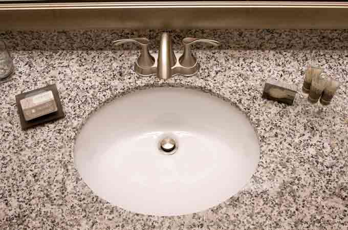 marble sink in bathrooom