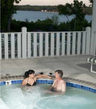 romantic couple in hot tub