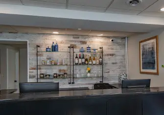 adult beverages at the front reception desk